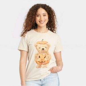 Grayson Threads Cream Teddy Bear Pumpkin Short Sleeve Tee